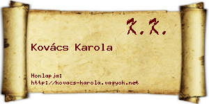 Kovács Karola névjegykártya